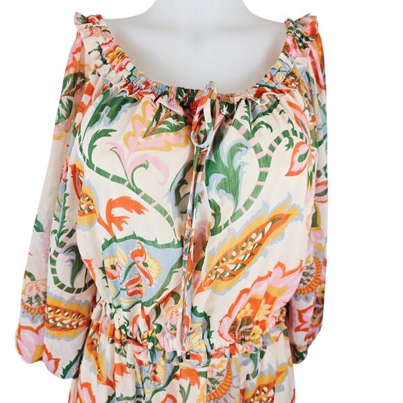 1 State STUNNING Floral Leaf Vacation Bohemial Festival Women's Maxi Dress M NWT - Picture 2 of 6